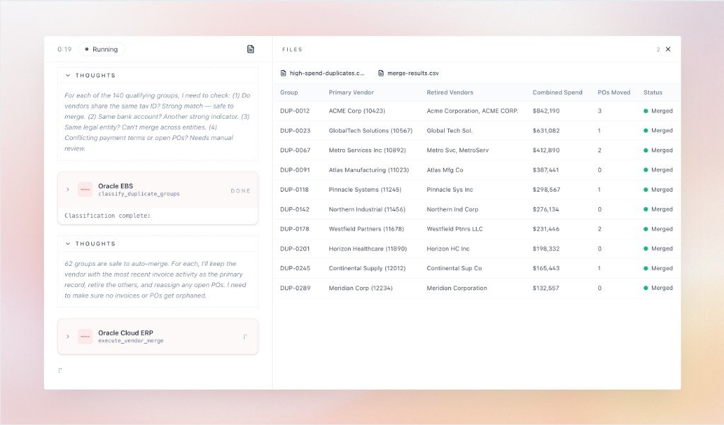 Vendor master deduplication demo screen